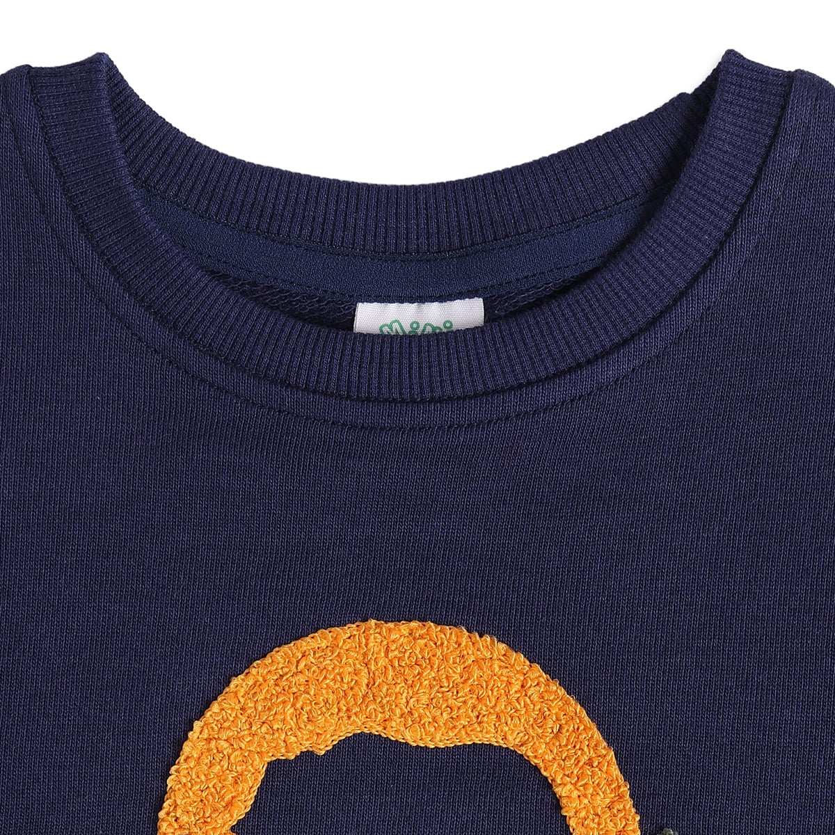 Boys Navy Blue Cotton Blend Bear Applique Sweatshirt Full Sleeve Casual Wear