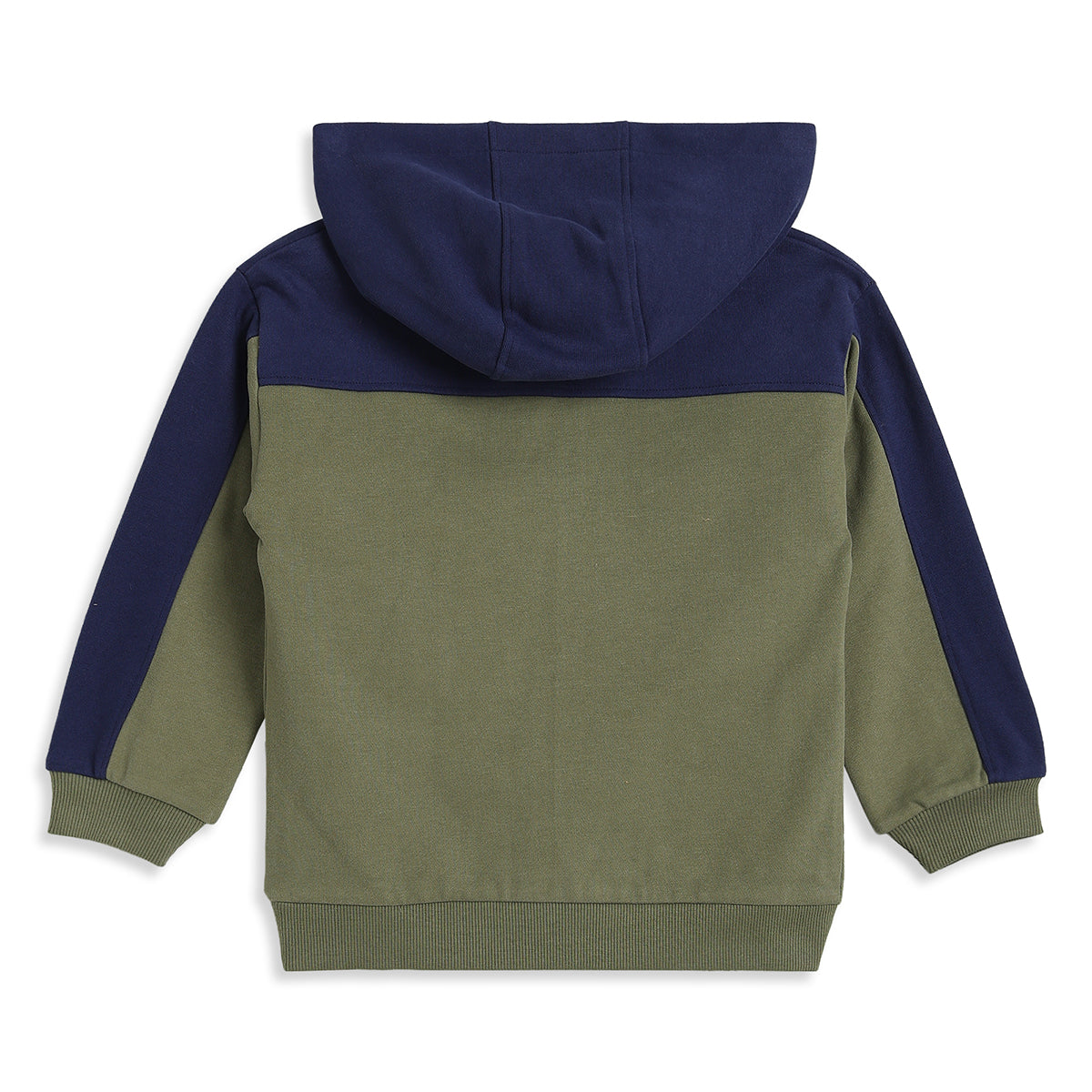 Boys Navy Grey Cotton Blend Colourblock Hoodie Regular Fit Casual Wear