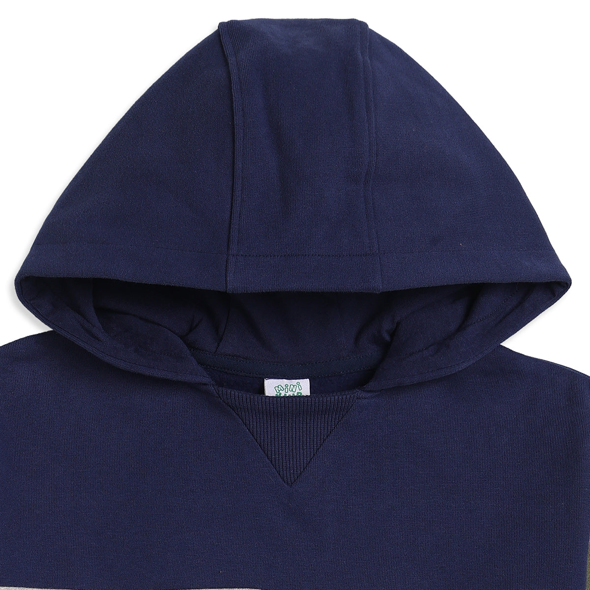 Boys Navy Grey Cotton Blend Colourblock Hoodie Regular Fit Casual Wear