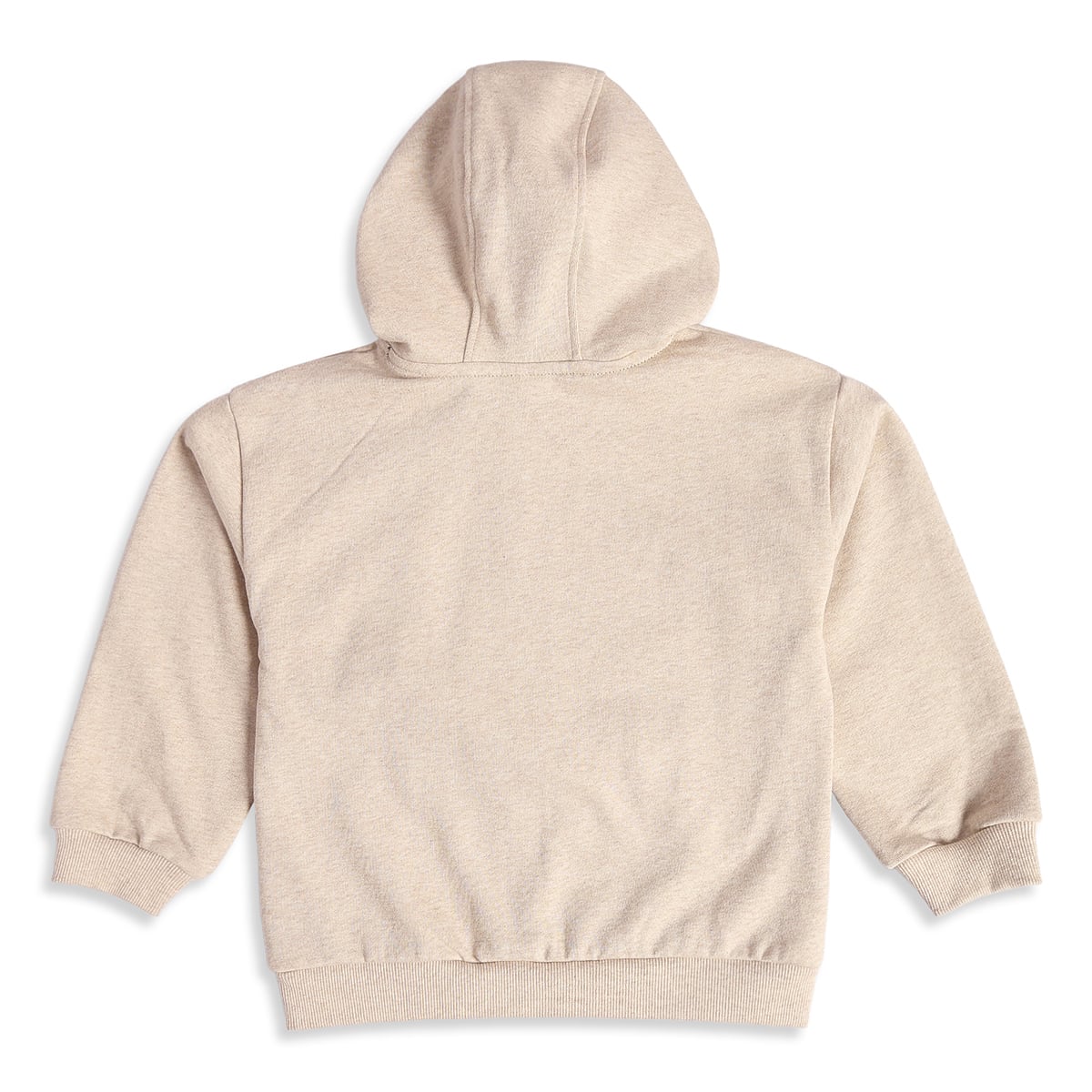 Boys Beige Cotton Blend Hooded Sweatshirt with Crossbody Zip Pocket Casual Wear