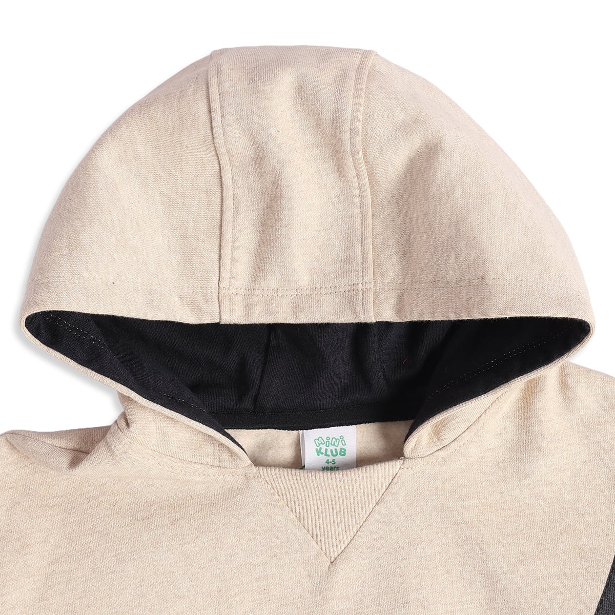 Boys Beige Cotton Blend Hooded Sweatshirt with Crossbody Zip Pocket Casual Wear
