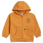 Boys Mustard Cotton Blend Graphic Zip Hoodie Regular Fit Casual Wear