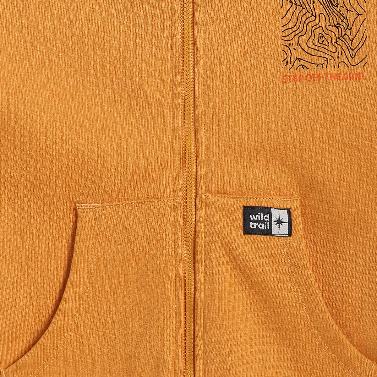 Boys Mustard Cotton Blend Graphic Zip Hoodie Regular Fit Casual Wear