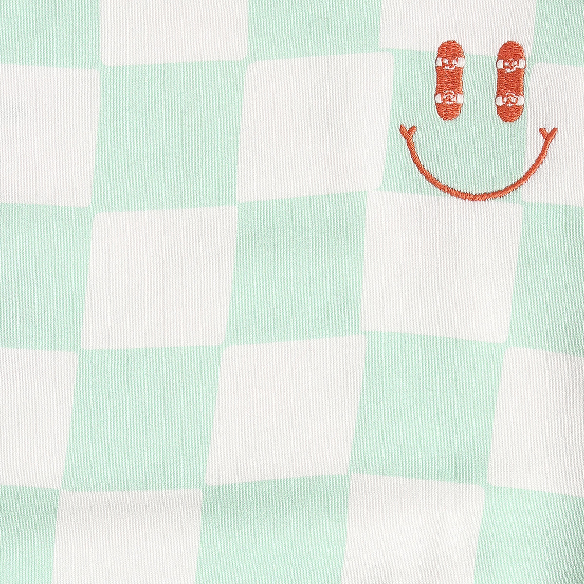 Baby Boys Mint Green and White Cotton Blend Checked Smiley Embroidered Sweatshirt Regular Fit Casual Wear