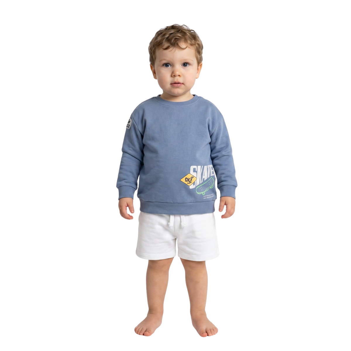 Boys Blue Cotton Skate Graphic Sweatshirt Casual Kids Sweatshirt