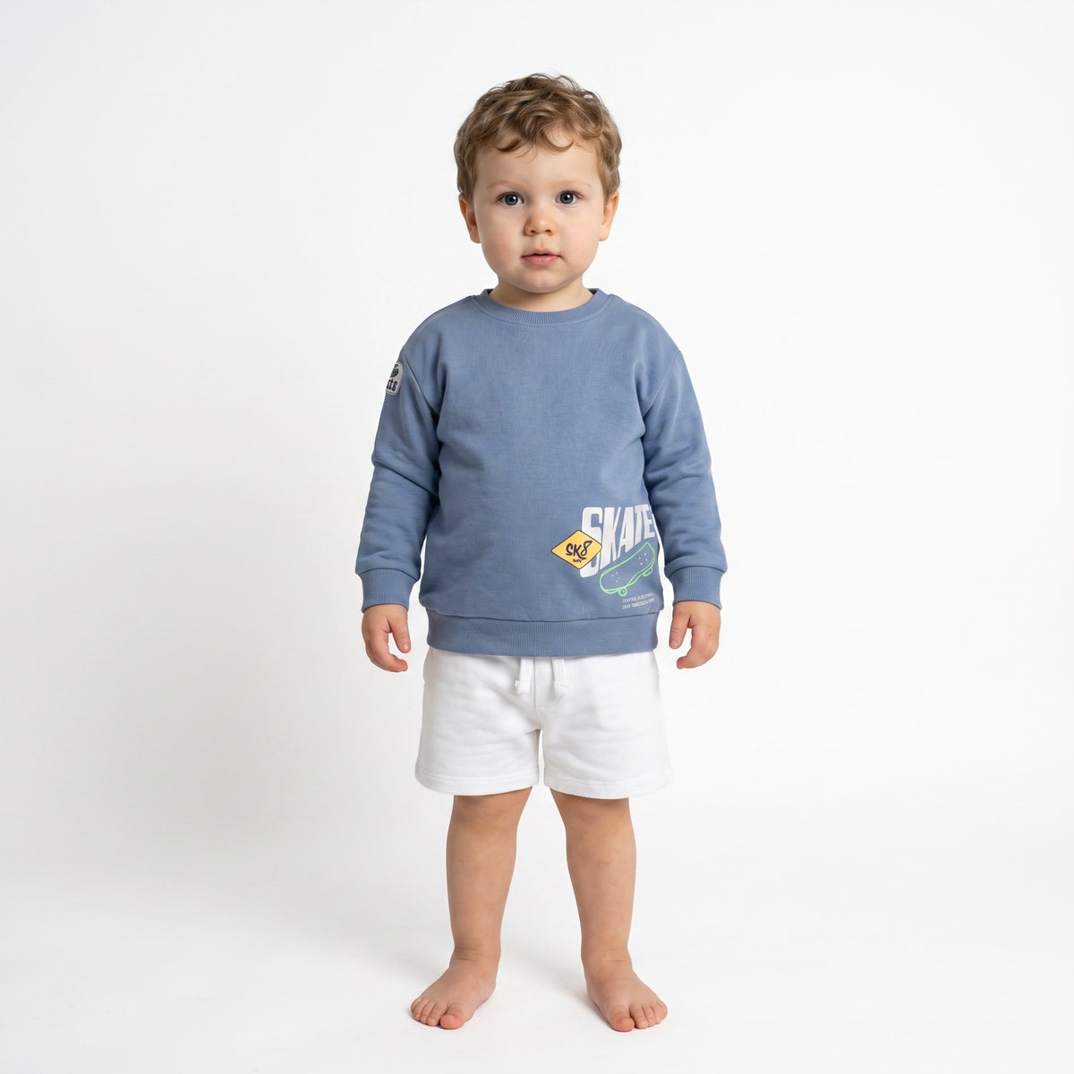 Boys Blue Cotton Skate Graphic Sweatshirt Regular Fit Casual Kids Sweatshirt