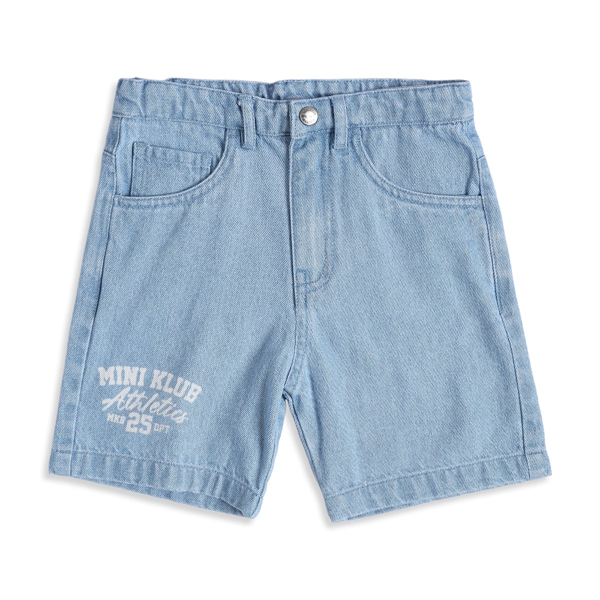 Baby Boys Blue Cotton Denim Graphic Print Shorts Regular Fit Casual Wear