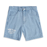 Baby Boys Blue Cotton Denim Graphic Print Shorts Regular Fit Casual Wear