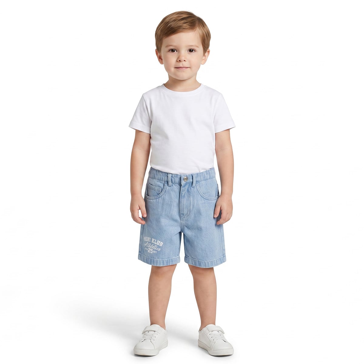 Baby Boys Blue Cotton Denim Graphic Print Shorts Regular Fit Casual Wear