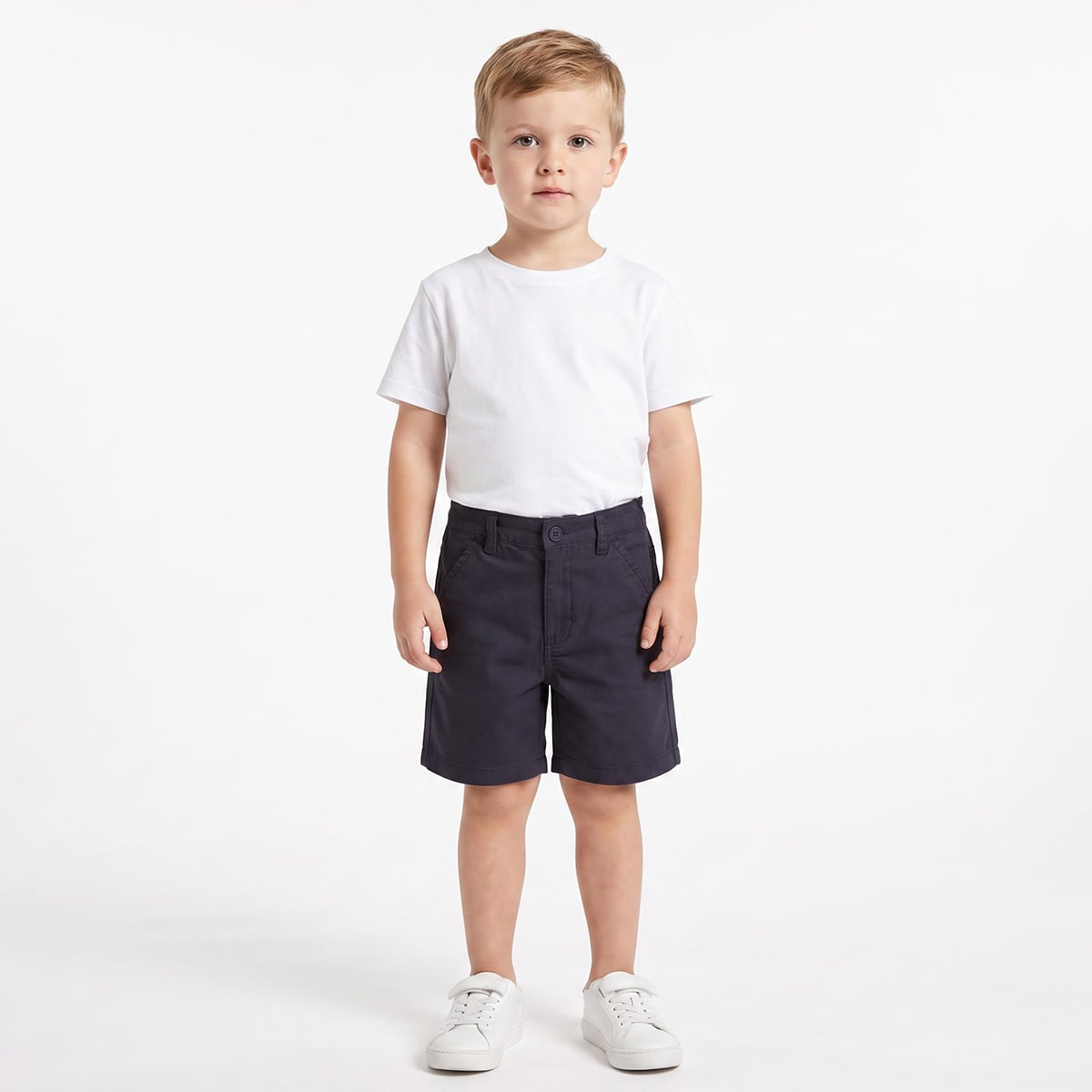Baby Boys Navy Blue Cotton Solid Shorts Regular Fit Casual Wear