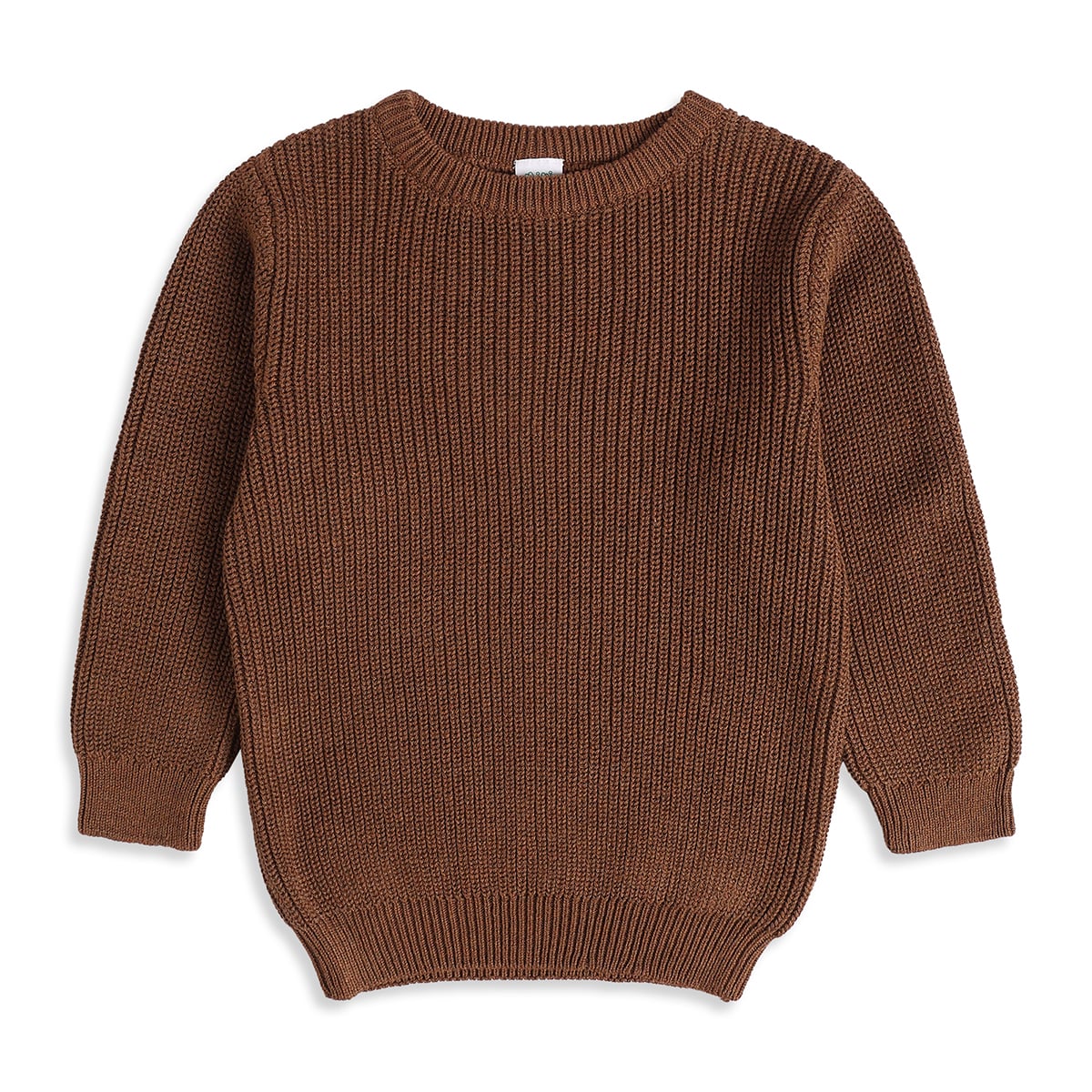 Baby Boys Brown Cotton Blend Solid Knitted Sweater Regular Fit Casual Wear