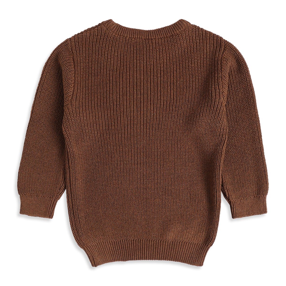 Baby Boys Brown Cotton Blend Solid Knitted Sweater Regular Fit Casual Wear
