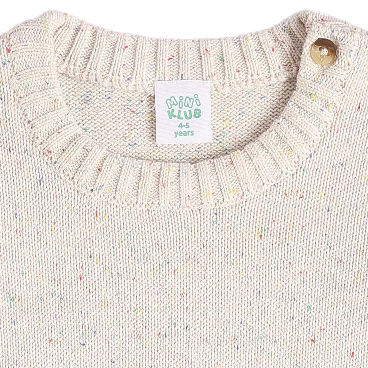 Baby Boys Off-White Cotton Blend Speckled Knitted Sweater Regular Fit Casual Wear