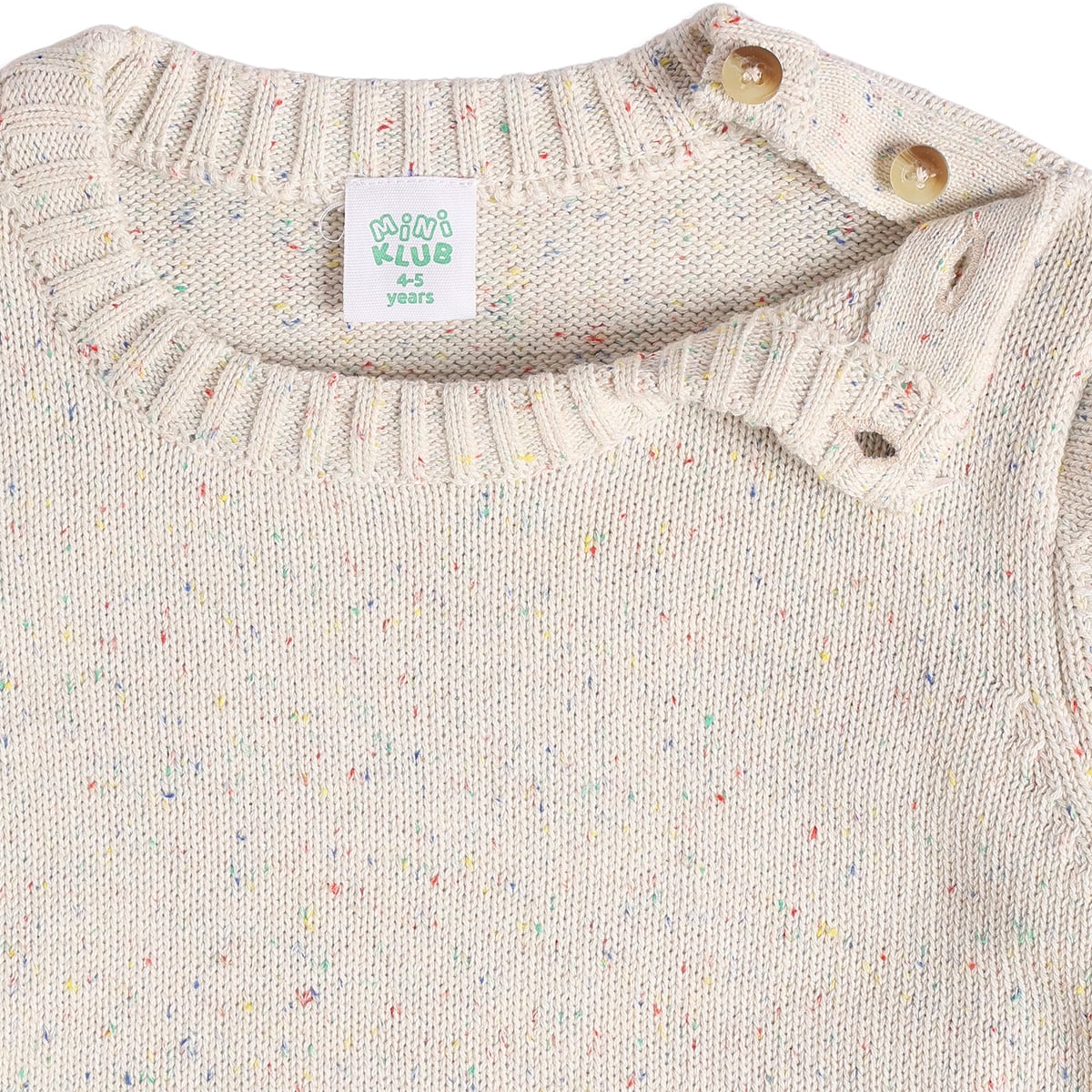 Baby Boys Off-White Cotton Blend Speckled Knitted Sweater Regular Fit Casual Wear