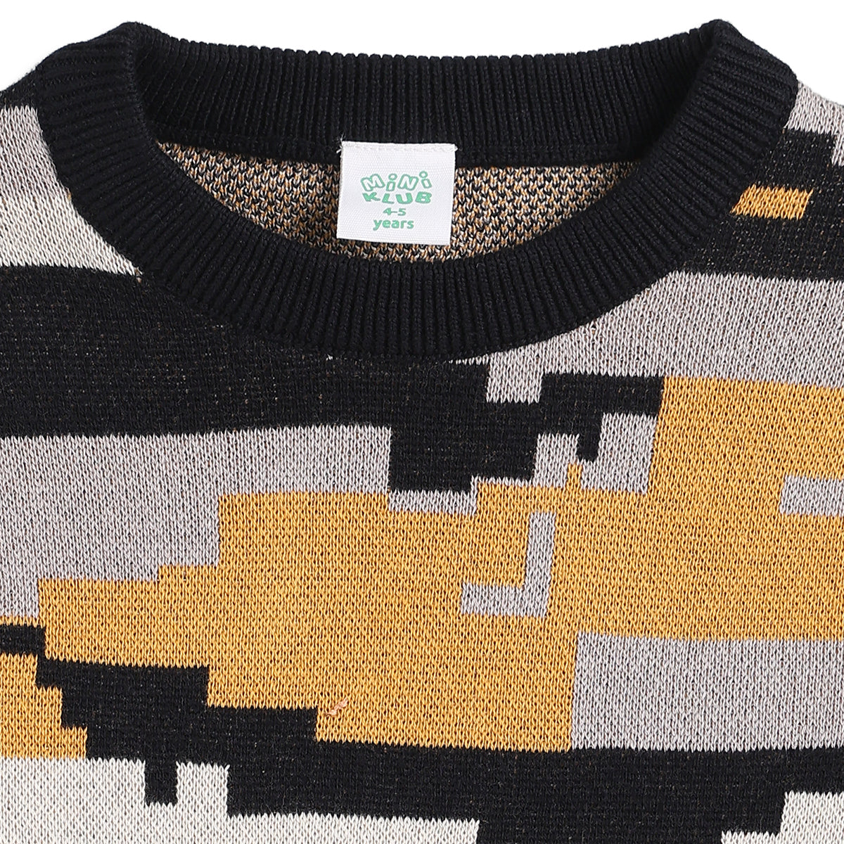 Boys Mustard, Black and Grey Knit Camouflage Sweater Casual Winter Wear