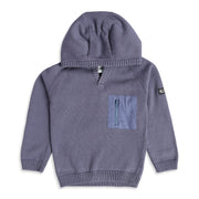 Baby Boys Slate Grey Cotton Blend Hooded Sweater Regular Fit