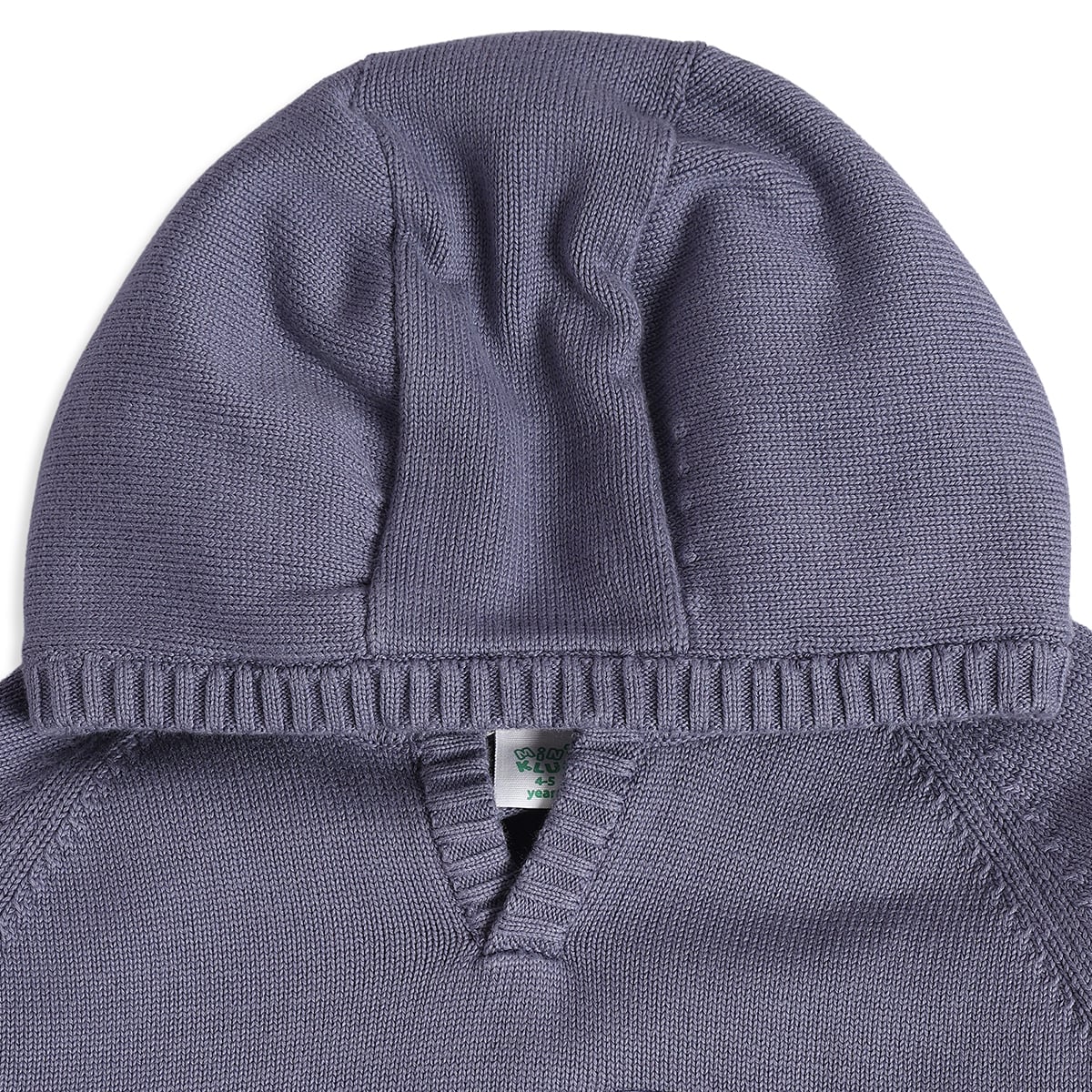 Baby Boys Slate Grey Cotton Blend Hooded Sweater Regular Fit