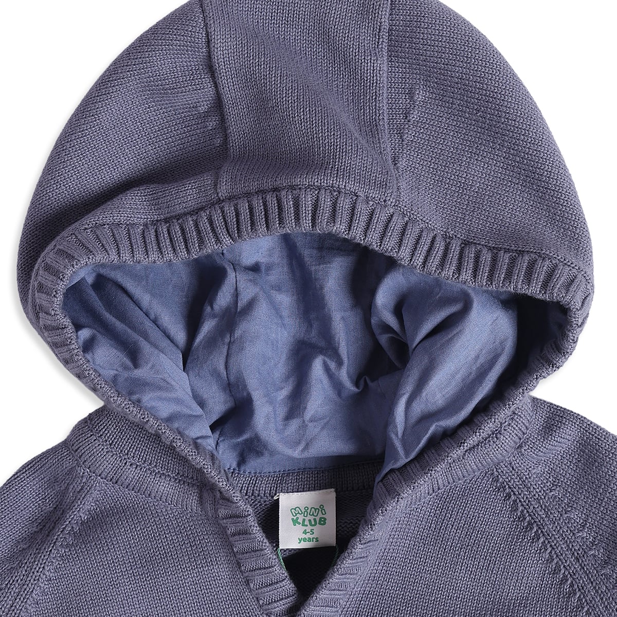 Baby Boys Slate Grey Cotton Blend Hooded Sweater Regular Fit