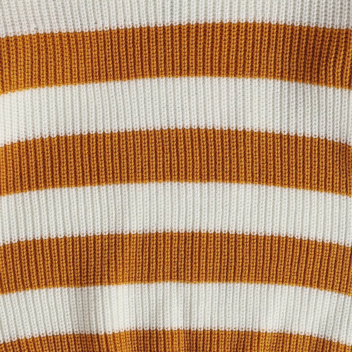 Boys Mustard and White Acrylic Striped Sweater Regular Casual Wear