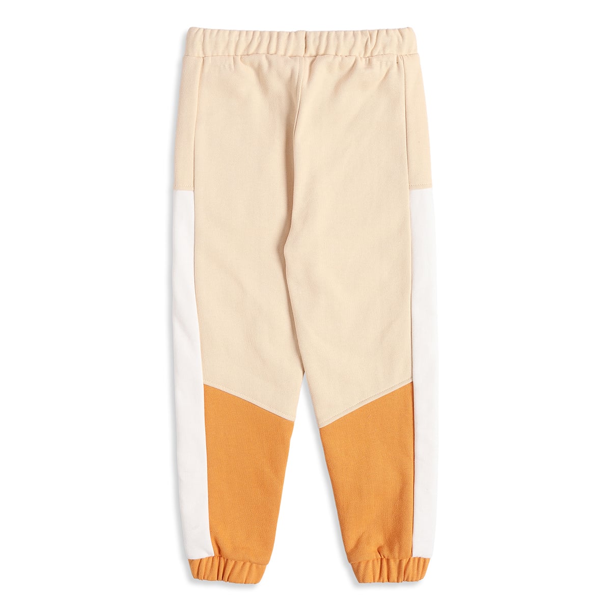Baby Boys Beige Orange And White Cotton Blend Colour Block Sweatshirt And Jogger Pants Set Regular Fit Casual Wear