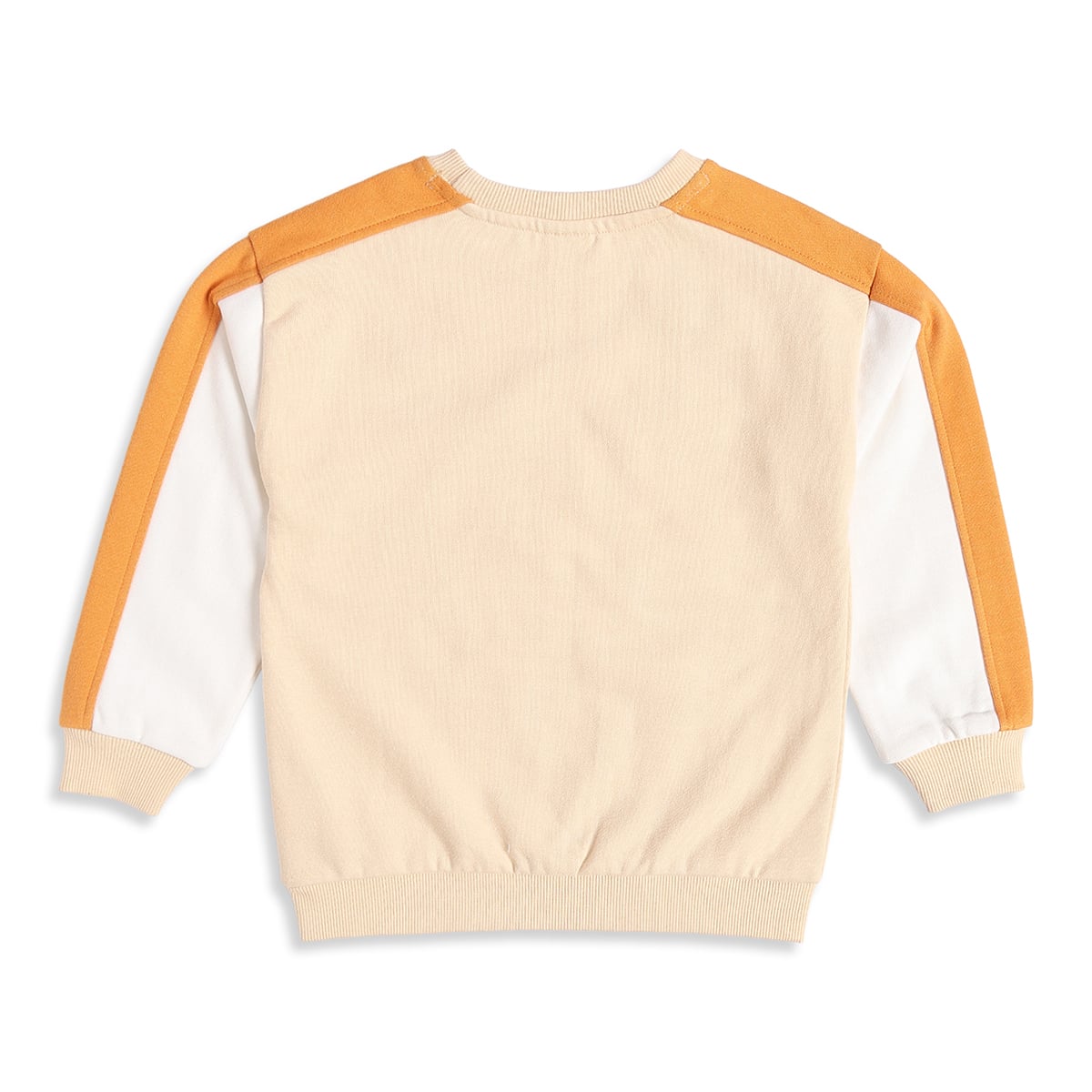 Baby Boys Beige Orange And White Cotton Blend Colour Block Sweatshirt And Jogger Pants Set Regular Fit Casual Wear