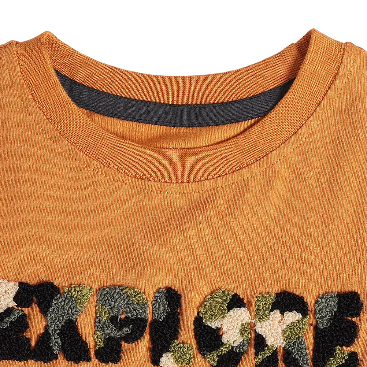 Boys Mustard Cotton Explore Chenille Applique T-Shirt Full Sleeve Casual Wear