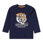 Boys Navy Blue Cotton Tiger Graphic T-Shirt Regular Fit Casual Kids T-Shirt