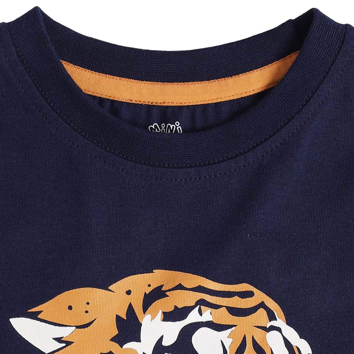Boys Navy Blue Cotton Tiger Graphic T-Shirt Regular Fit Casual Kids T-Shirt