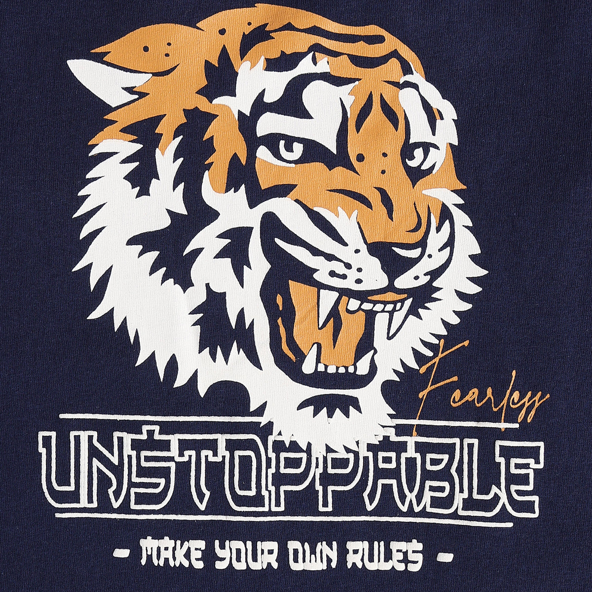 Boys Navy Blue Cotton Tiger Graphic T-Shirt Regular Fit Casual Kids T-Shirt