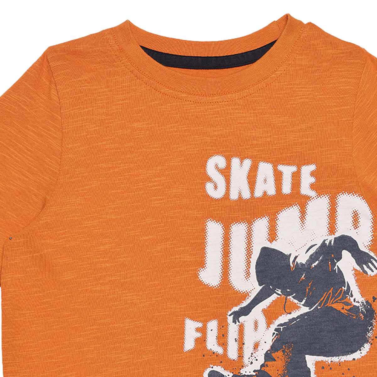 Boys Orange Cotton Skateboard Graphic T-Shirt Regular Fit Casual Kids T-Shirt