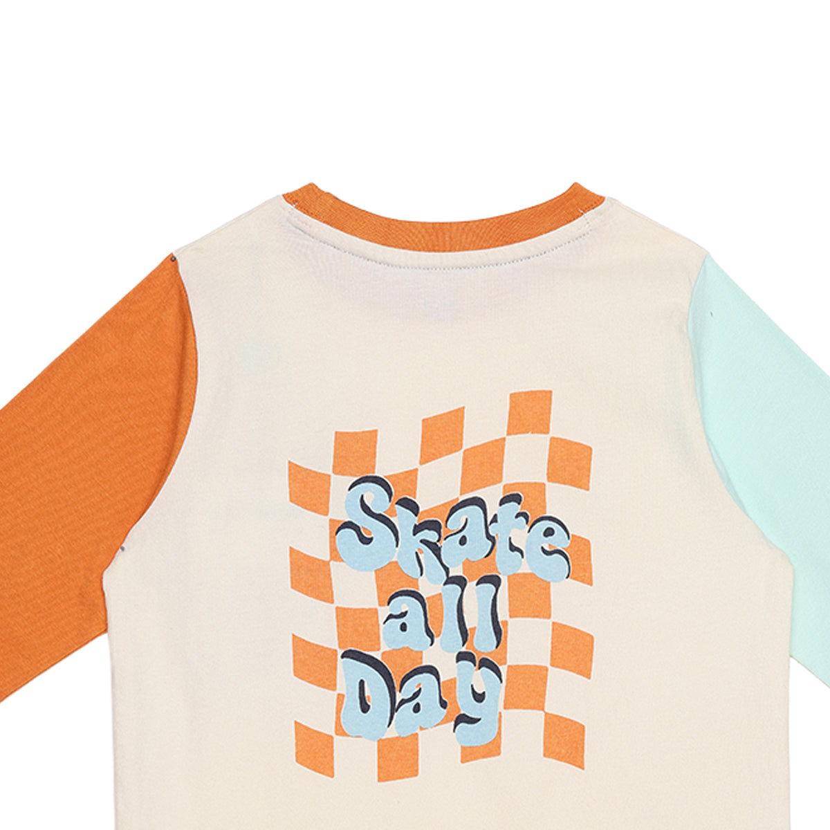 Boys Cream Orange and Light Blue Cotton Slogan T-Shirt Regular Fit Casual Kids T-Shirt