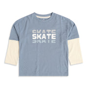 Boys Blue and Cream Cotton Skate Graphic T-Shirt Regular Fit Casual Kids T-Shirt