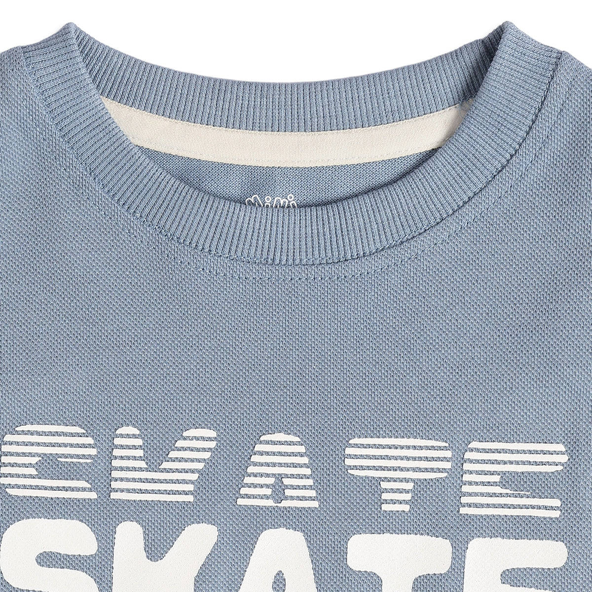 Boys Blue and Cream Cotton Skate Graphic T-Shirt Regular Fit Casual Kids T-Shirt