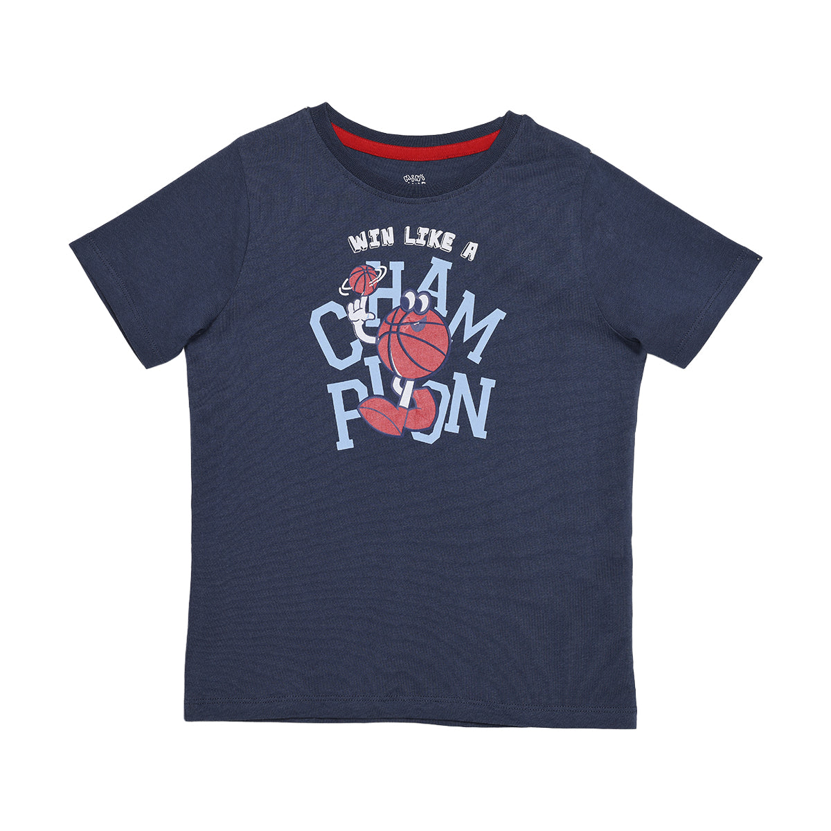 Boys Navy Blue Cotton Basketball Graphic T-Shirt Regular Fit Casual Kids T-Shirt
