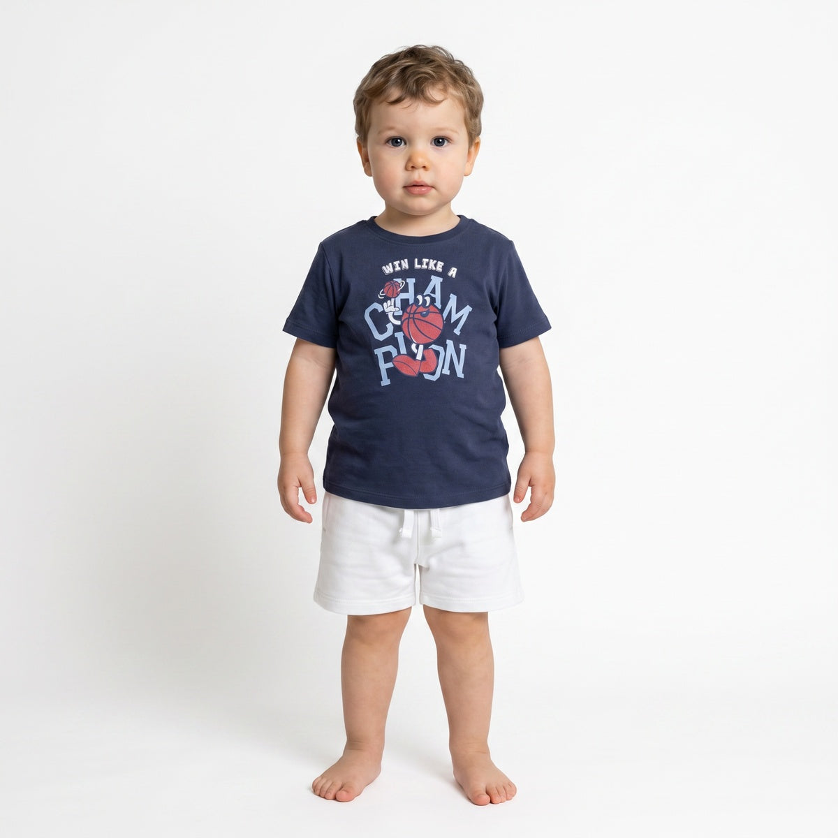 Boys Navy Blue Cotton Basketball Graphic T-Shirt Regular Fit Casual Kids T-Shirt