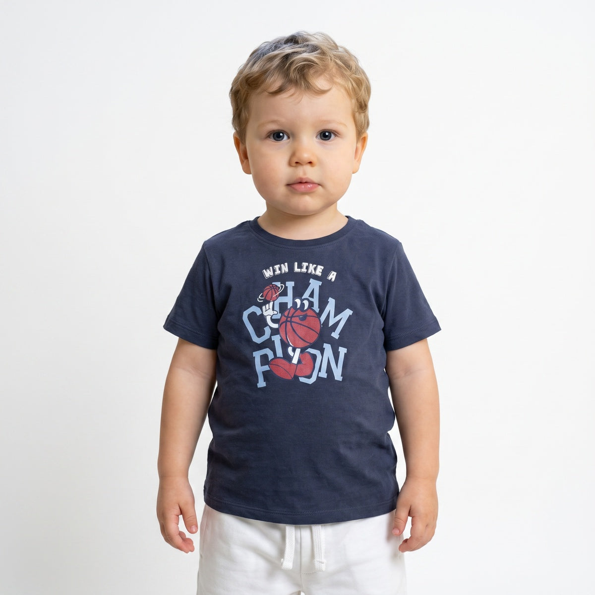 Boys Navy Blue Cotton Basketball Graphic T-Shirt Regular Fit Casual Kids T-Shirt