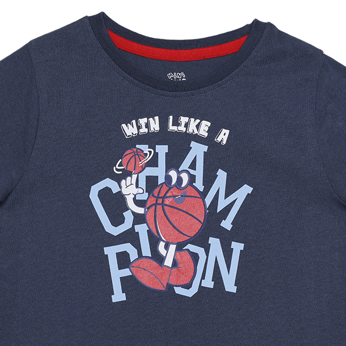 Boys Navy Blue Cotton Basketball Graphic T-Shirt Regular Fit Casual Kids T-Shirt