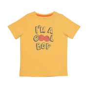 Boys Mustard Yellow Cotton Basketball Graphic T-Shirt Regular Fit Casual Kids T-Shirt