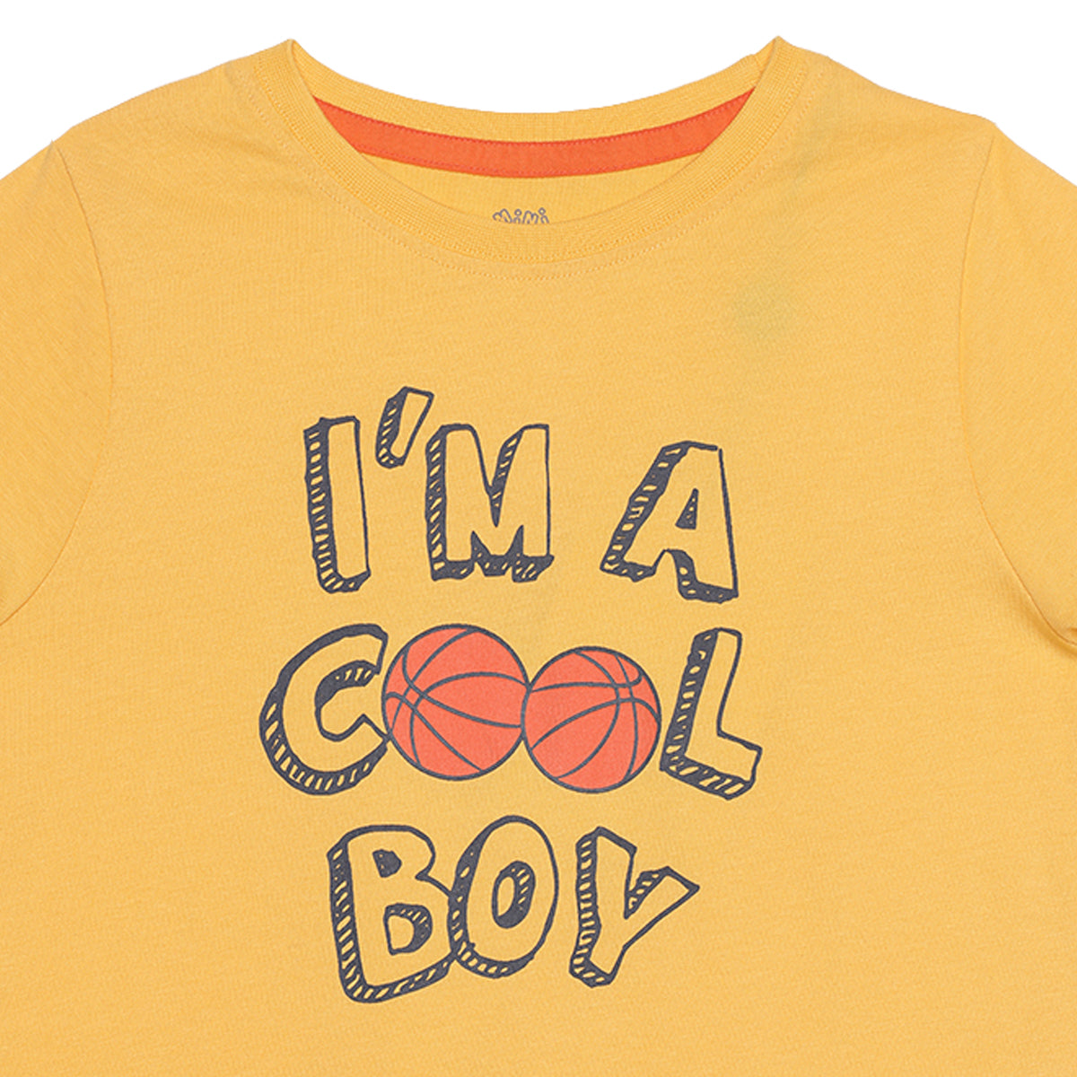 Boys Mustard Yellow Cotton Basketball Graphic T-Shirt Regular Fit Casual Kids T-Shirt