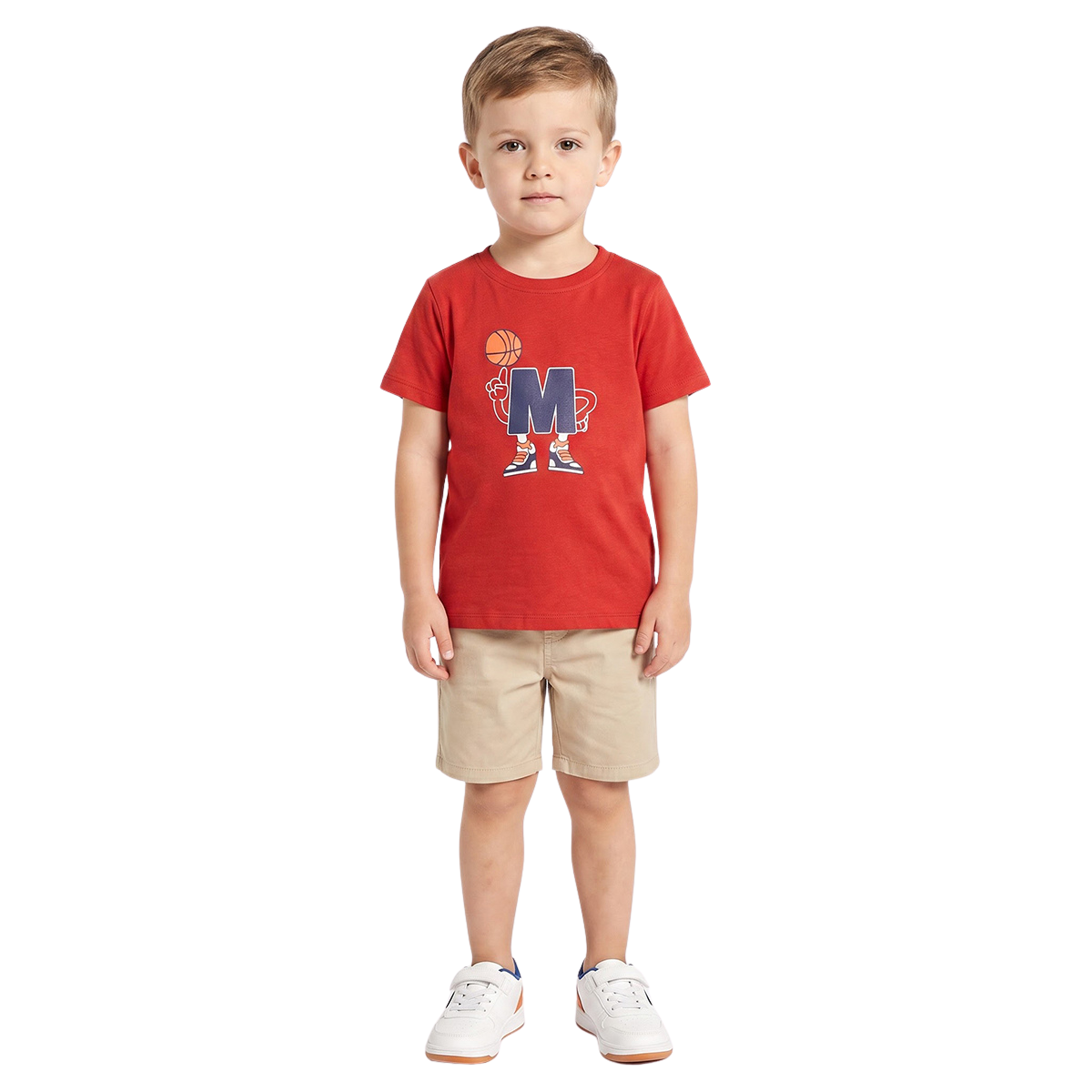 Baby Boys Red Cotton Blend Basketball Graphic T Shirt Regular Fit