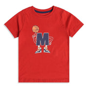 Baby Boys Red Cotton Blend Basketball Graphic T-Shirt Regular Fit Casual Wear