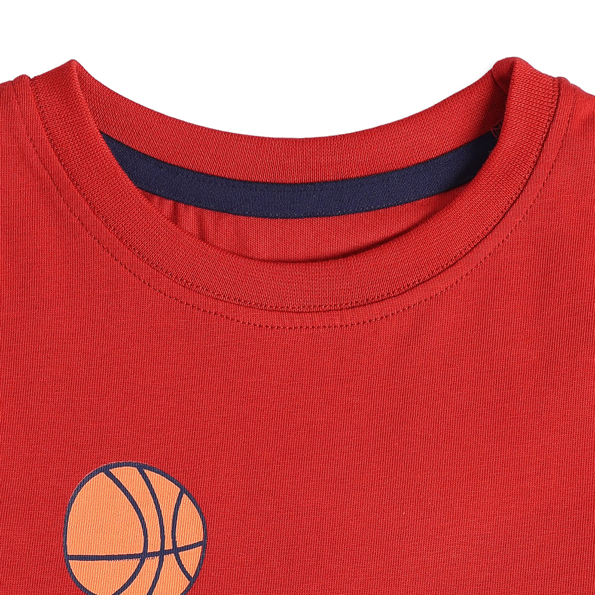 Baby Boys Red Cotton Blend Basketball Graphic T-Shirt Regular Fit Casual Wear