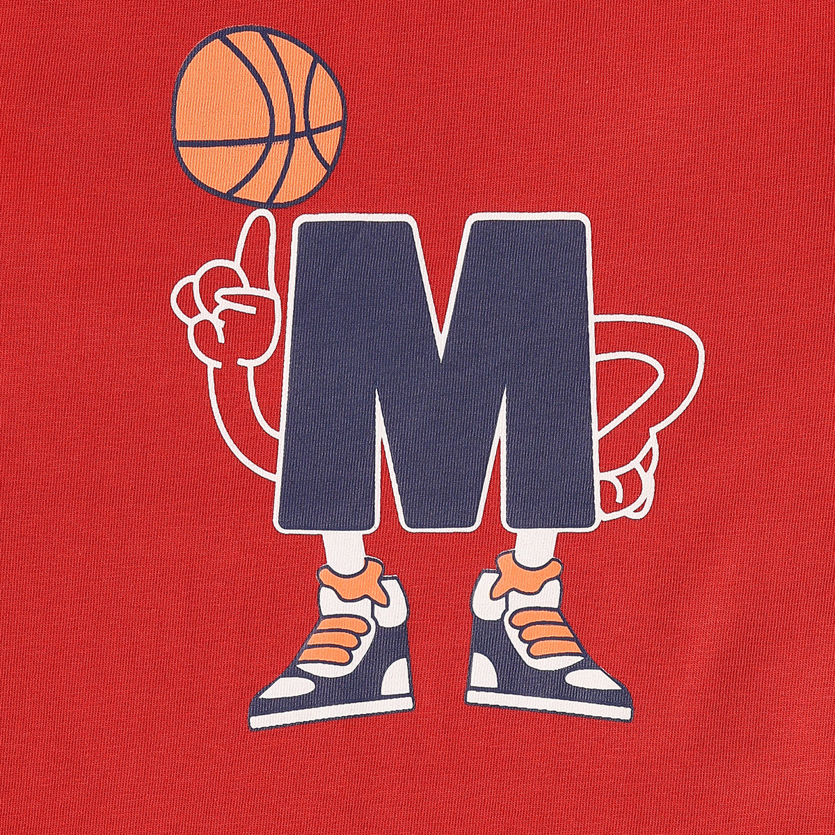 Baby Boys Red Cotton Blend Basketball Graphic T-Shirt Regular Fit Casual Wear