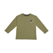 Boys Olive Green Cotton Skateboard Graphic T-Shirt Regular Fit Casual Kids T-Shirt
