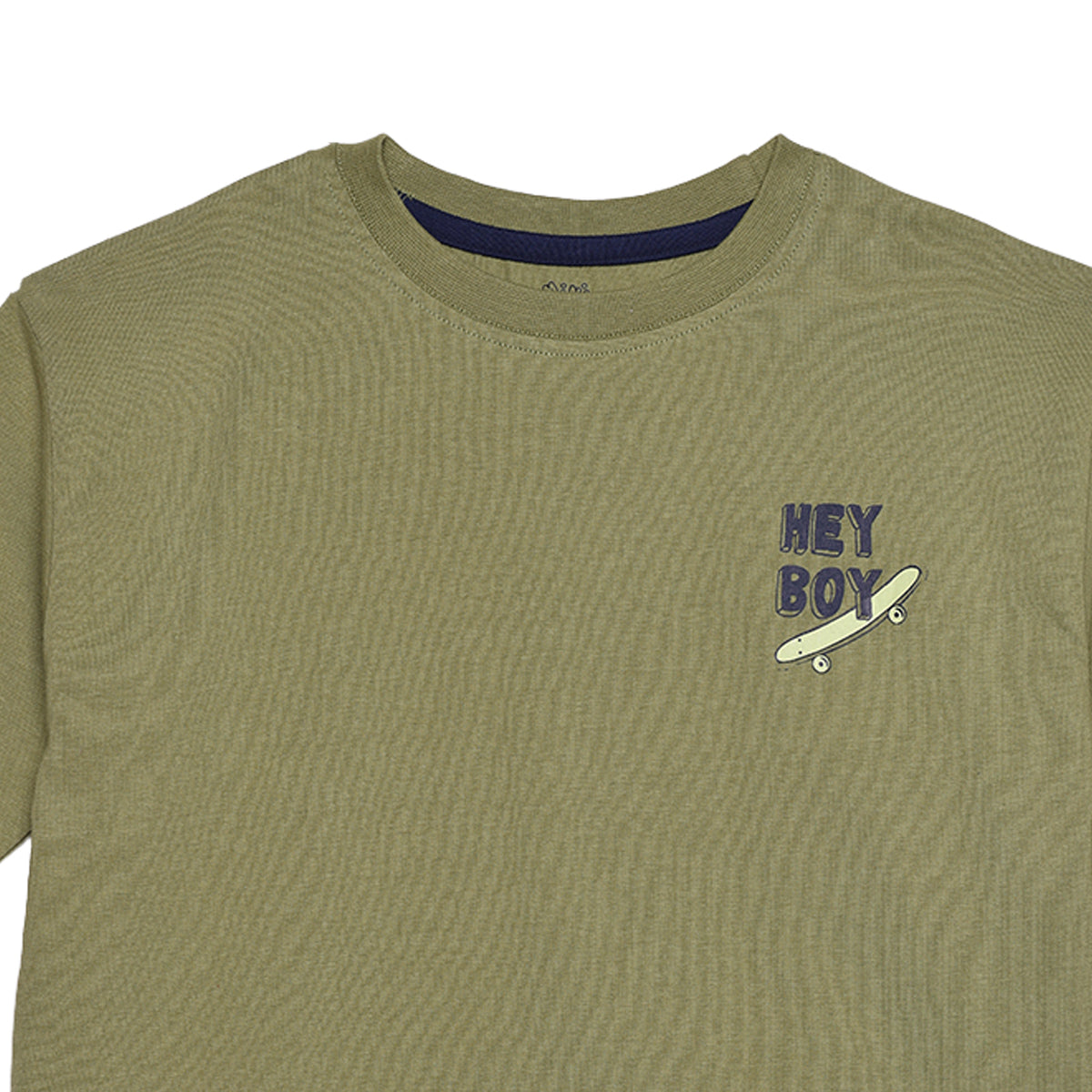 Boys Olive Green Cotton Skateboard Graphic T-Shirt Regular Fit Casual Kids T-Shirt