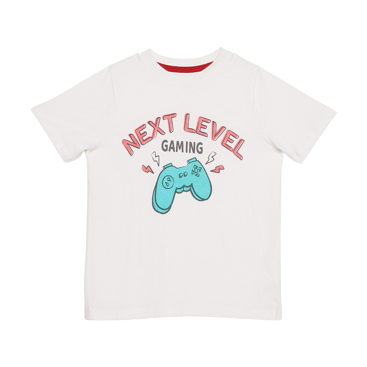 Boys Off White Cotton Gaming Graphic T-Shirt Regular Fit Casual Kids T-Shirt