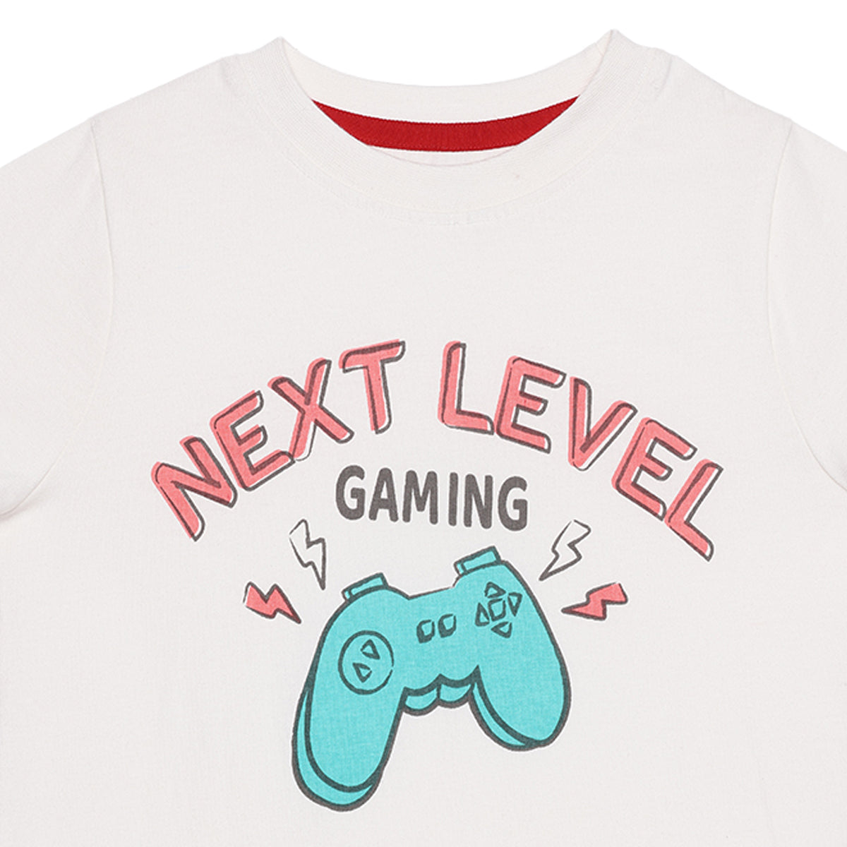 Boys Off White Cotton Gaming Graphic T-Shirt Regular Fit Casual Kids T-Shirt