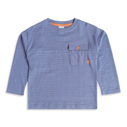 Baby Boys Blue Cotton Blend Textured Chest Pocket T-Shirt Regular Fit Casual Wear