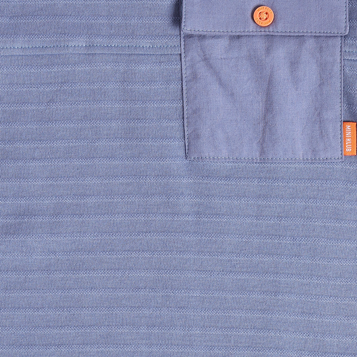 Baby Boys Blue Cotton Blend Textured Chest Pocket T-Shirt Regular Fit Casual Wear