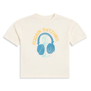 Boys Cream Music Print T-Shirt Regular Fit Casual Wear
